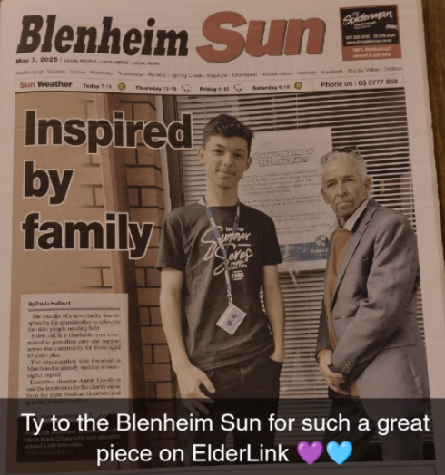 ElderLink featured in the Blenheim Sun newspaper